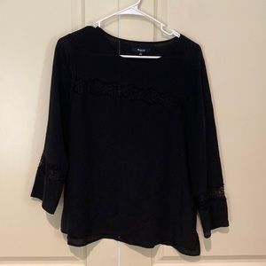 Black madewell silk and lace top